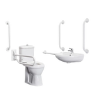 Puro Doc M Pack Close Couped Toilet With 5 x Grab Rails, Mixer Tap & Wall Mounted Basin