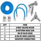 Dog Shower Mix Hot/Cold Water with Valves Blue