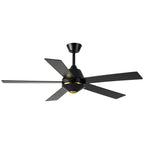 52 Inch Black Modern Ceiling Fan with Remote Control, 6 Speeds DC Motor 5-Blade Reversible Ceiling Fan for Living Room