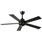 52 Inch Black Modern Ceiling Fan with Remote Control, 6 Speeds DC Motor 5-Blade Reversible Ceiling Fan for Living Room