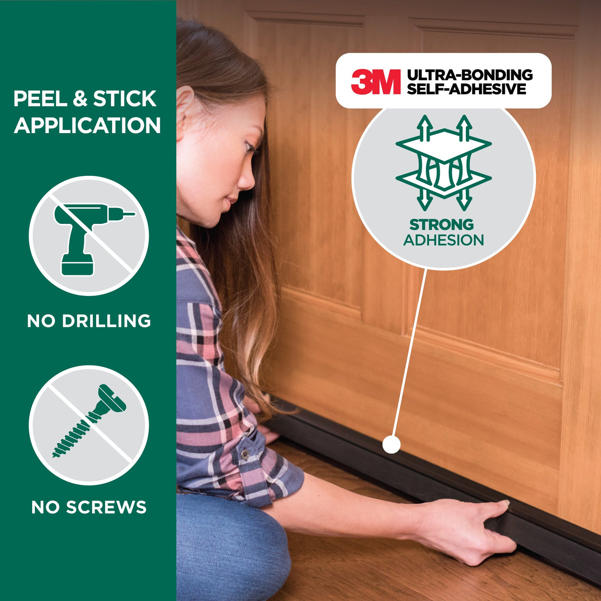 Aluminum and Vinyl CINCH® Self-adhesive Door Sweep