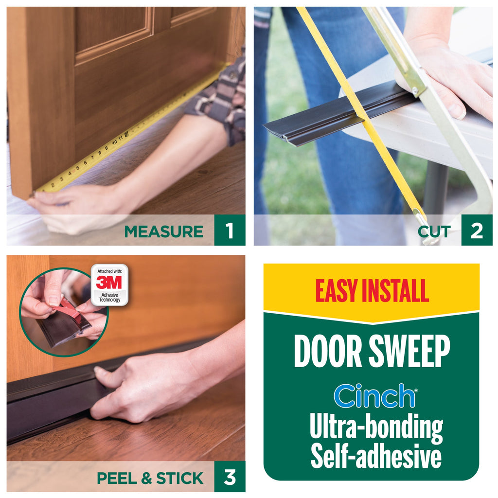 Aluminum and Vinyl CINCH® Self-adhesive Door Sweep