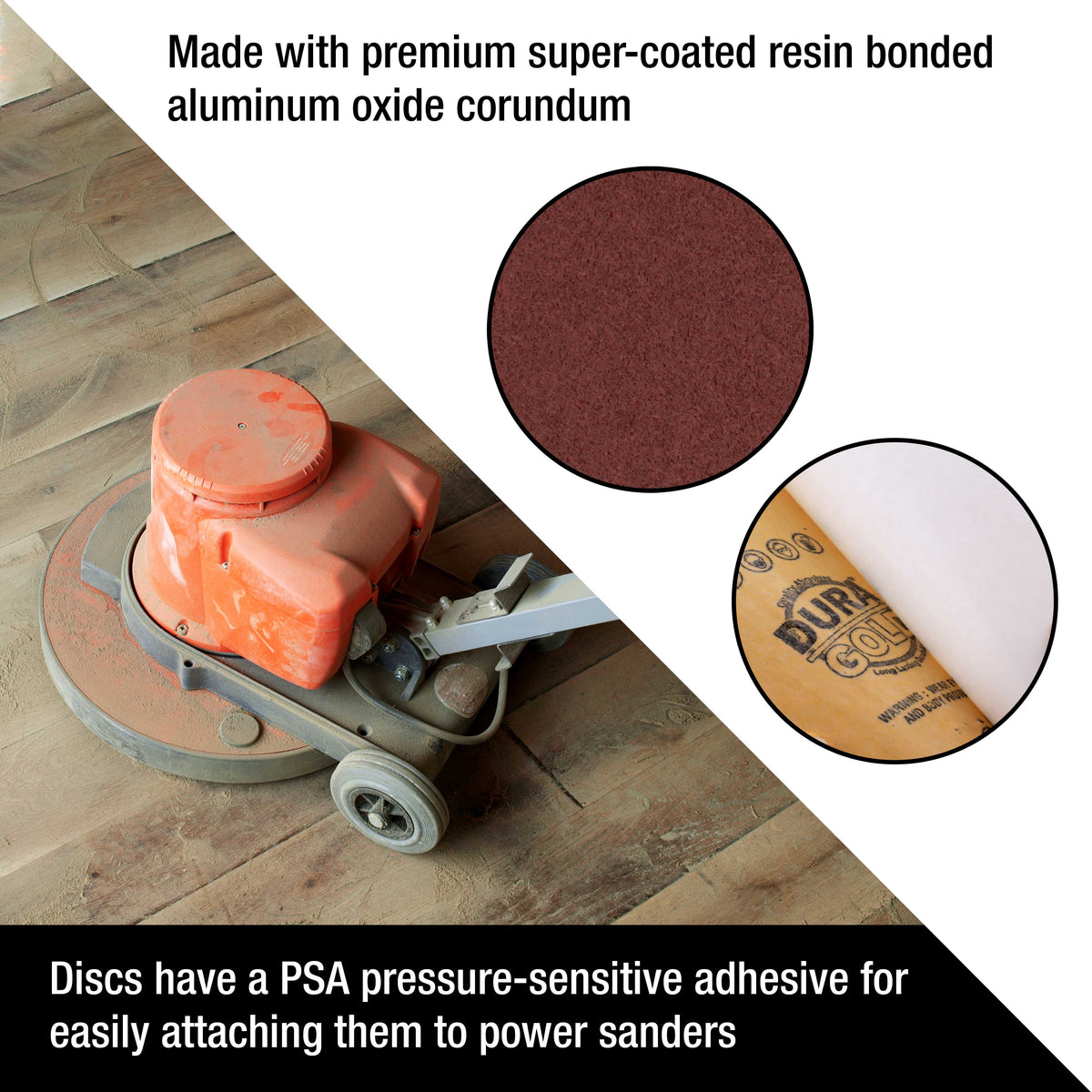 Premium 12" PSA Sanding Discs - 60 Grit (Box of 5) - Sandpaper Discs with Self Adhesive, Fast Cutting Aluminum Oxide, Drywall, Floor, Wood