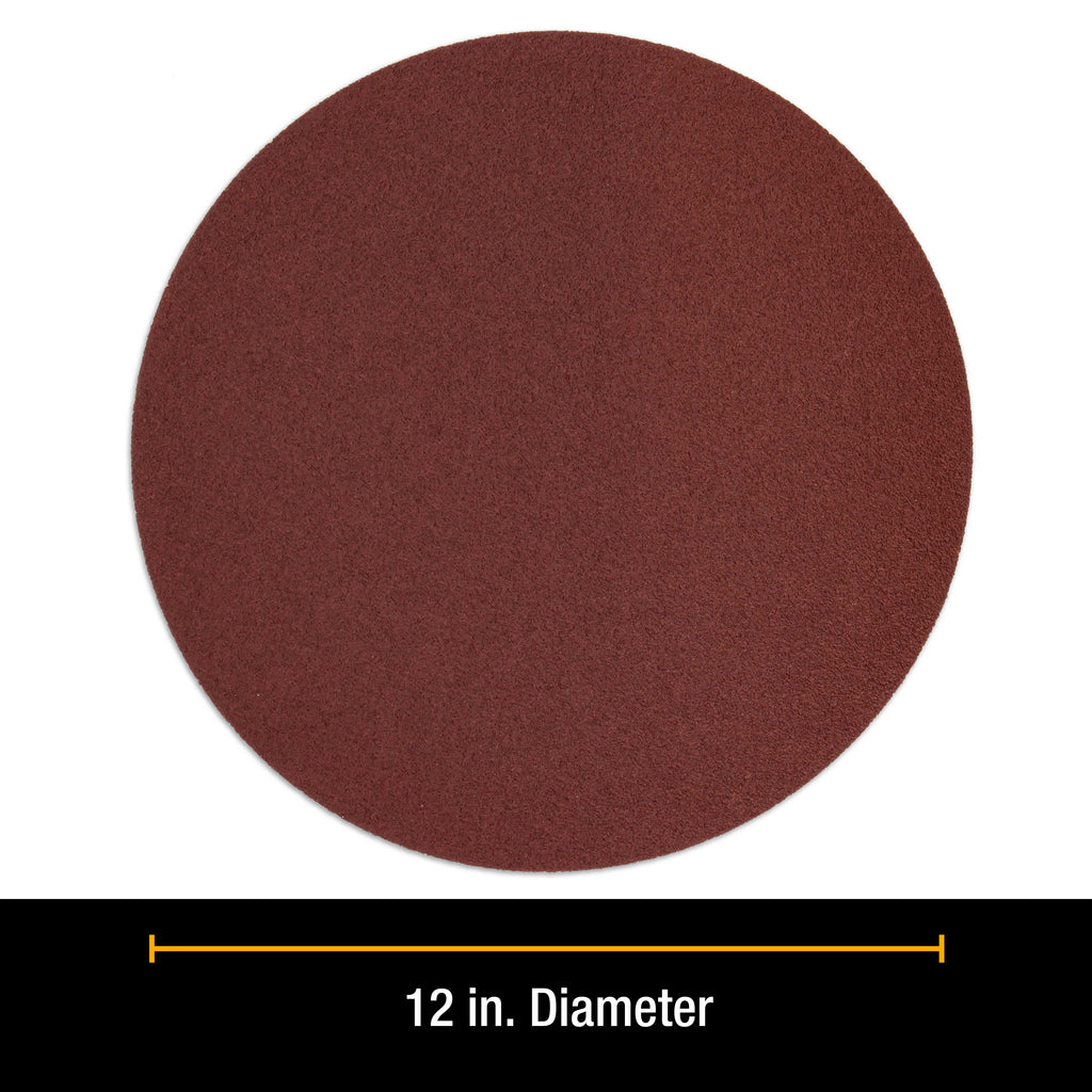 Premium 12" PSA Sanding Discs - 80 Grit (Box of 5) - Sandpaper Discs with Self Adhesive, Fast Cutting Aluminum Oxide, Drywall, Floor, Wood