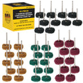 40-Piece 1" Abrasive Conditioning Polishing Buffing Wheel Set - 10 Each Grits 120, 180, 320, 400 with 1/8" Rotary Tool Shank - Remove Rust