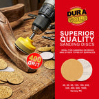 Premium - 400 Grit 1" Gold Hook & Loop Sanding Discs for DA Sanders - Box of 100 Sandpaper Finishing Discs for Automotive and Woodworking