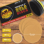 100 Grit - 2" Gold Hook & Loop Sanding Discs for DA Sanders - Box of 30