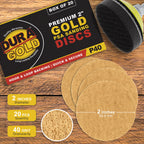 40 Grit - 2" Gold Hook & Loop Sanding Discs for DA Sanders - Box of 20