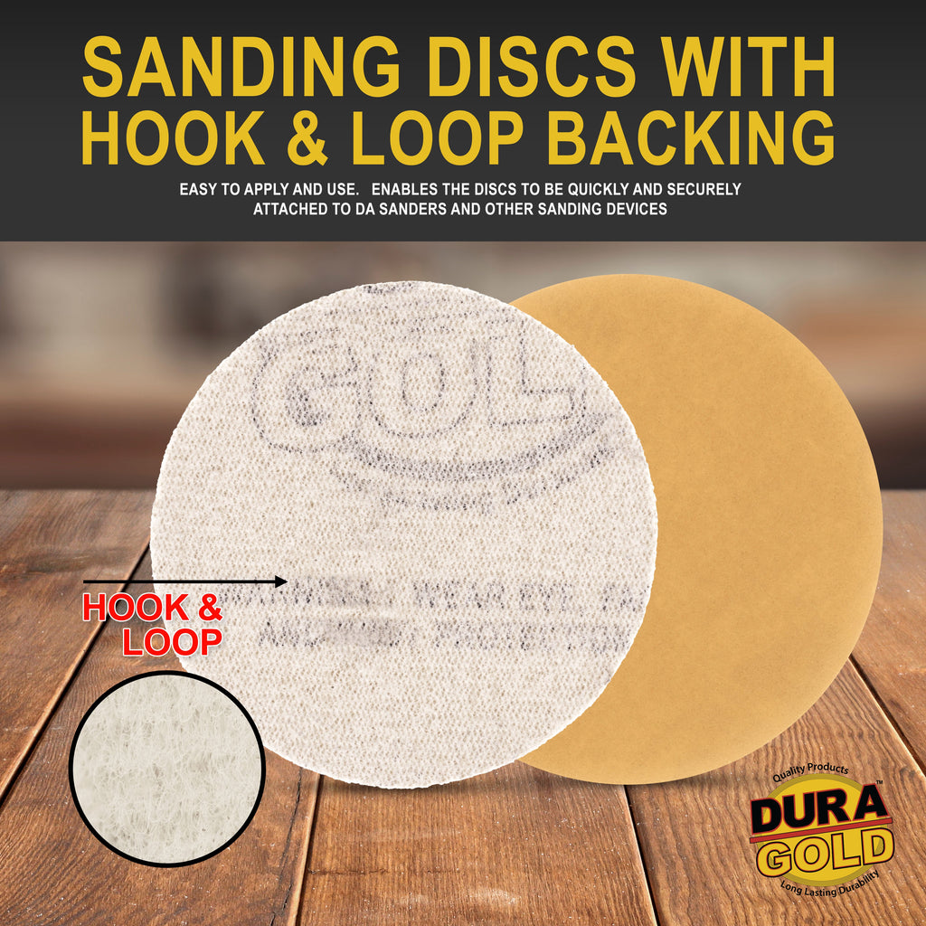 600 Grit - 2" Gold Hook & Loop Sanding Discs for DA Sanders - Box of 40