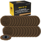 2" Diameter Surface Conditioning Discs Brown Coarse Sanding Grit (Box of 25) - R-Type Quick Change Connection - Surface Drill, Die Grinder, Strip, Grind & Remove Rust, Burrs, Paint