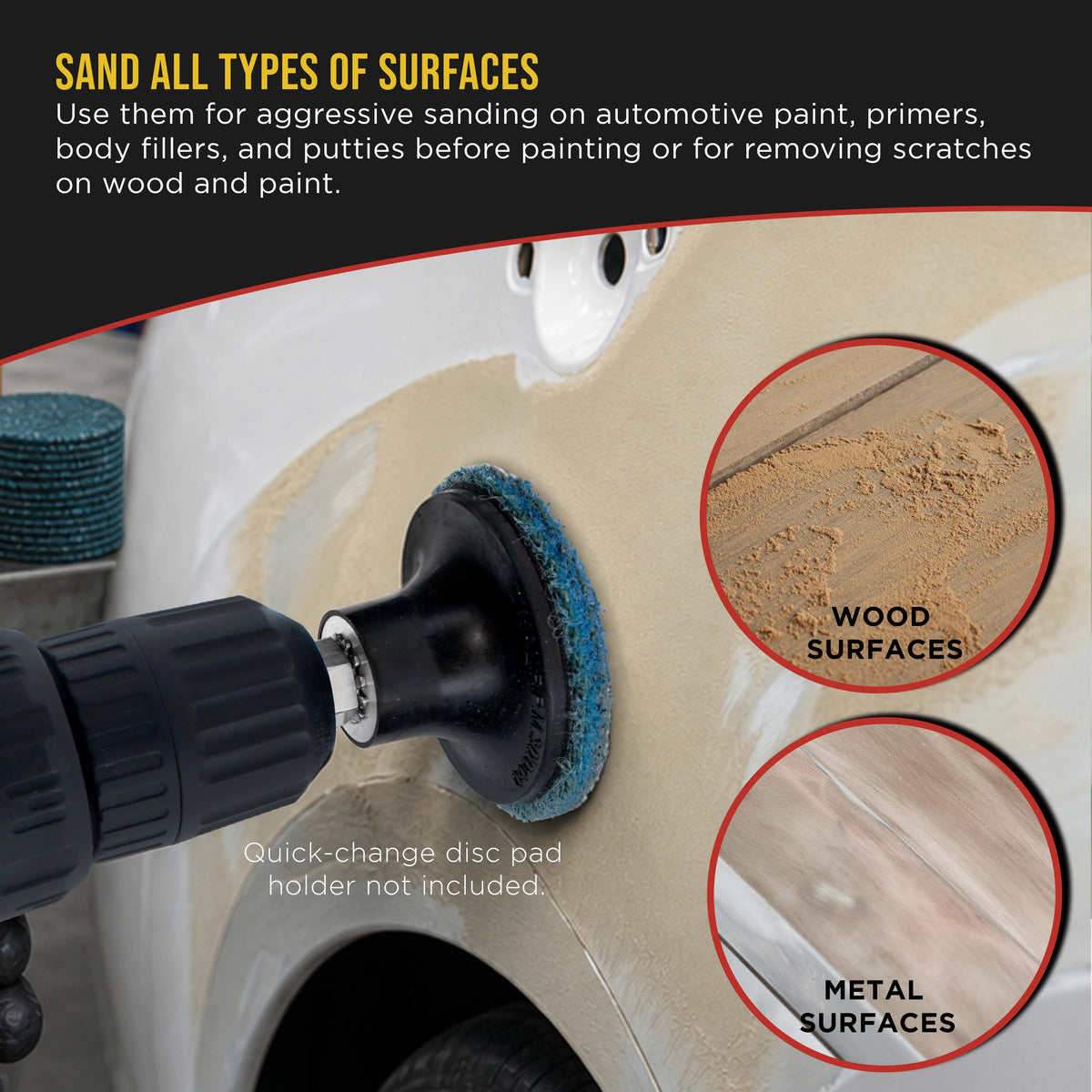 2" Diameter Surface Conditioning Discs Blue Fine Sanding Grit (Box of 25) - R-Type Quick Change Connection - Finishing Prep, Grind Remove Rust, Strip Paint - For Drill, Die Grinder
