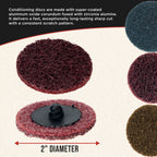 46-Piece 2" Diameter Surface Conditioning Sanding Discs Variety Pack - 15 Each Coarse, Medium, Fine Grit Discs, R-Type Quick Change Connection, 1/4" Drill Shank Backing Pad