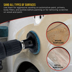 46-Piece 2" Diameter Surface Conditioning Sanding Discs Variety Pack - 15 Each Coarse, Medium, Fine Grit Discs, R-Type Quick Change Connection, 1/4" Drill Shank Backing Pad