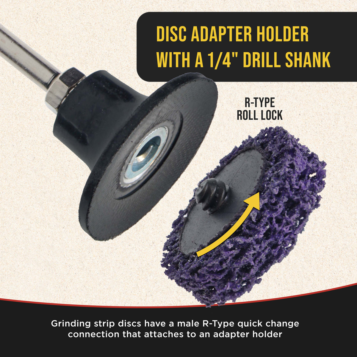 11-Piece 2" Diameter Abrasive Stripping Brush Wheel Set - 10 Each Quick Change Grinding Strip Discs, 1/4" Drill Shank Backing Pad - Remove Rust, Welds, Burrs, Paint