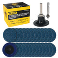 2 Inch Grinding Discs, 36 Grit (25 Disc Set) with R-Type Adapter & Backing Pad - Quick Change Zirconia Coarse Cut Sanding Discs for Auto, Wood, Metal, Rust, Oxidation, Welds