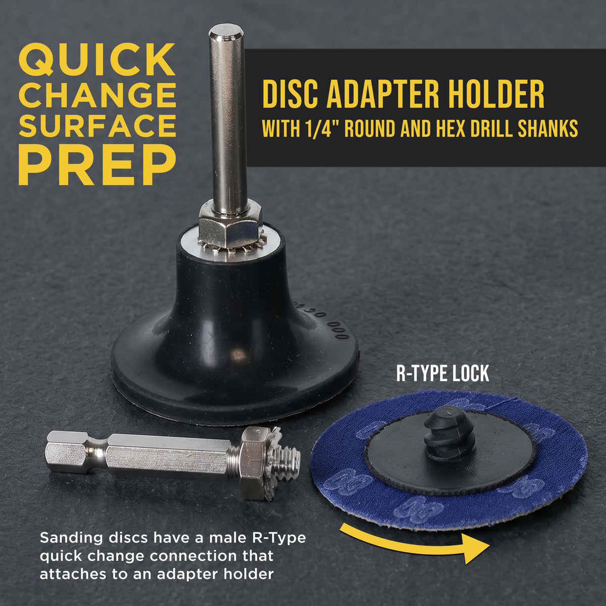 2 Inch Grinding Discs, 80 Grit (25 Disc Set) with R-Type Adapter & Backing Pad - Quick Change Zirconia Coarse Cut Sanding Discs for Auto, Wood, Metal, Rust, Oxidation, Welds