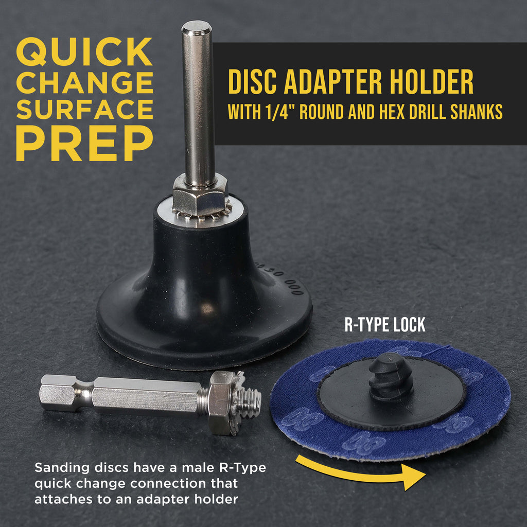 2 Inch Grinding Discs, 36, 60 & 80 Grit (25 Disc Each), R-Type Adapter & Backing Pad - Quick Change Zirconia Coarse Cut Sanding Discs for Auto, Wood, Metal, Rust, Oxidation, Welds