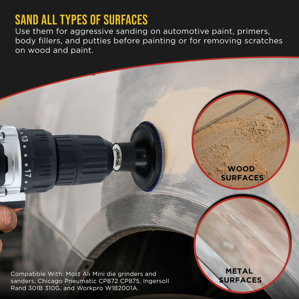 2 Inch Grinding Discs, 36, 60 & 80 Grit (25 Disc Each), R-Type Adapter & Backing Pad - Quick Change Zirconia Coarse Cut Sanding Discs for Auto, Wood, Metal, Rust, Oxidation, Welds