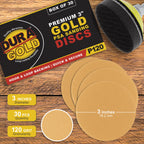 120 Grit - 3" Gold Hook & Loop Sanding Discs for DA Sanders - Box of 30