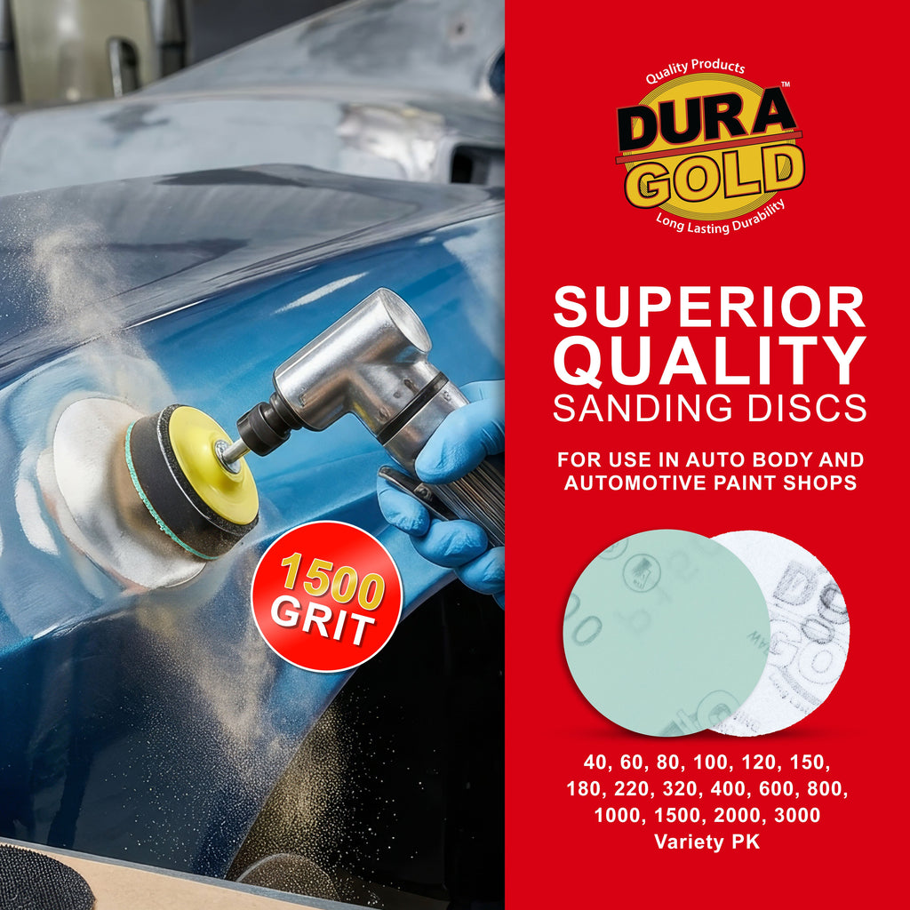 1500 Grit - 3" Gold Hook & Loop Sanding Discs for DA Sanders - Box of 30