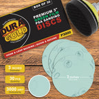 - Premium - 3000 Grit 3" Green Film Hook & Loop Sanding Discs for DA Sanders - Box of 30