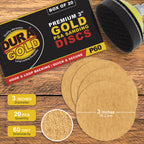 60 Grit - 3" Gold Hook & Loop Sanding Discs for DA Sanders - Box of 20