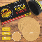 80 Grit - 3" Gold Hook & Loop Sanding Discs for DA Sanders - Box of 30