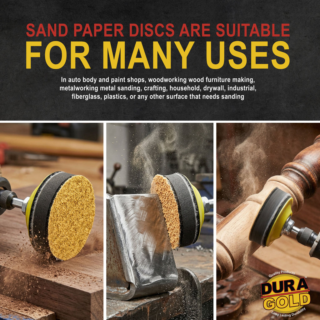 80 Grit - 3" Gold Hook & Loop Sanding Discs for DA Sanders - Box of 30