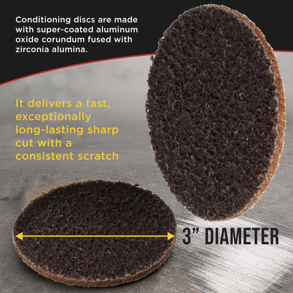 3" Diameter Surface Conditioning Discs Brown Coarse Sanding Grit (Box of 25) - R-Type Quick Change - Surface Drill, Die Grinder, Strip, Grind & Remove Rust, Burrs, Paint