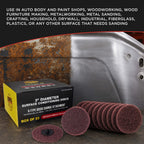 3" Diameter Surface Conditioning Discs Maroon Medium Sanding Grit (Box of 25) - R-Type Quick Change - Surface Prep Grind Remove Rust, Strip Paint, For Drill, Die Grinder