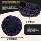 11-Piece 3" Diameter Abrasive Stripping Brush Wheel Set - 10 Each Quick Change Grinding Strip Discs, 1/4" Drill Shank Backing Pad - Remove Rust, Welds, Burrs, Paint