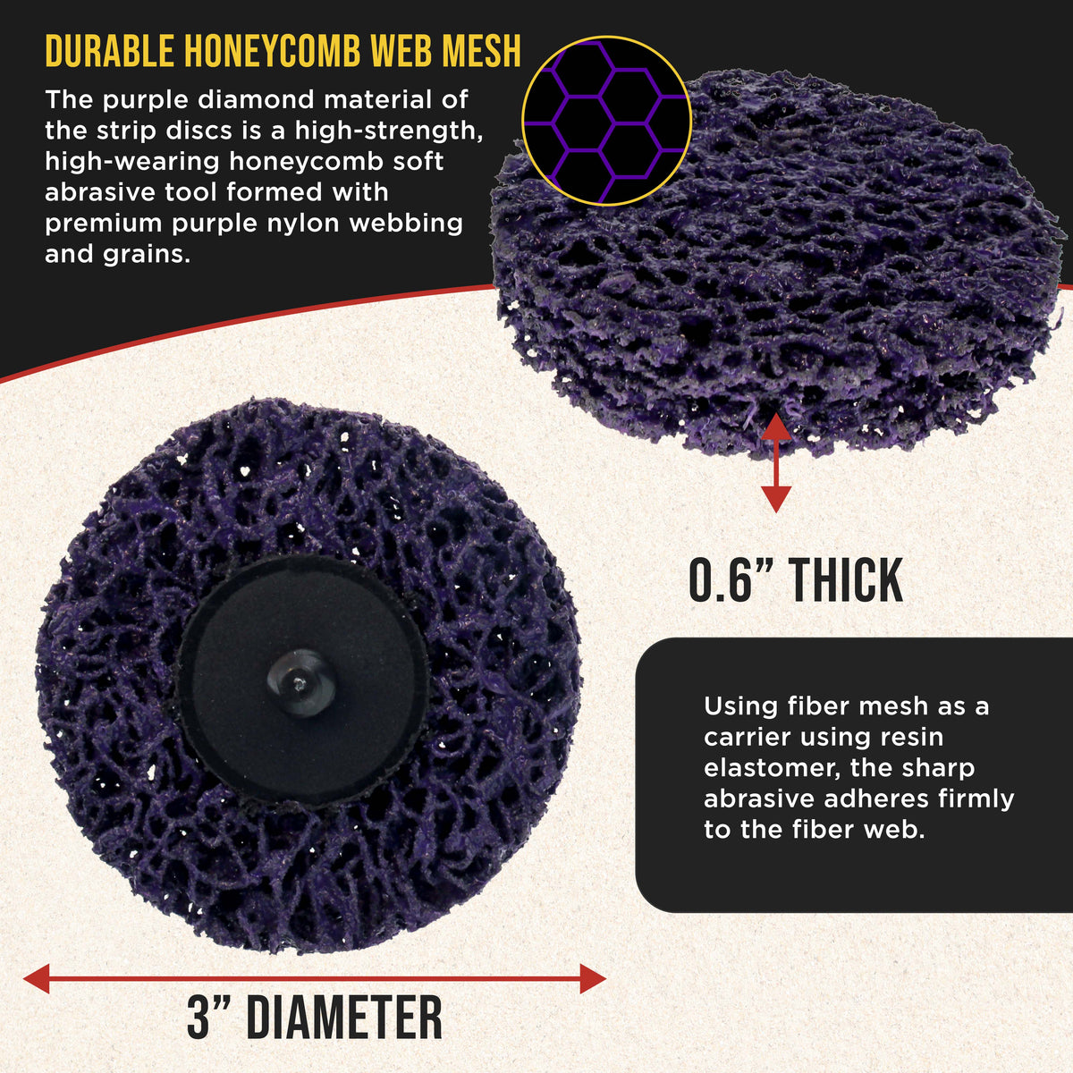 11-Piece 3" Diameter Abrasive Stripping Brush Wheel Set - 10 Each Quick Change Grinding Strip Discs, 1/4" Drill Shank Backing Pad - Remove Rust, Welds, Burrs, Paint