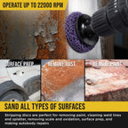 11-Piece 3" Diameter Abrasive Stripping Brush Wheel Set - 10 Each Quick Change Grinding Strip Discs, 1/4" Drill Shank Backing Pad - Remove Rust, Welds, Burrs, Paint