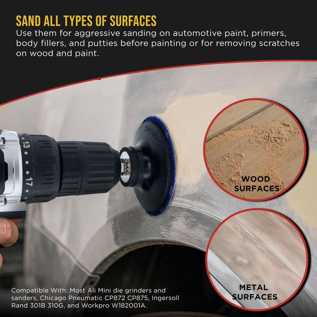 3 Inch Grinding Discs, 36 Grit (25 Disc Set) with R-Type Adapter & Backing Pad - Quick Change Zirconia Coarse Cut Sanding Discs for Auto, Wood, Metal, Rust, Oxidation, Welds