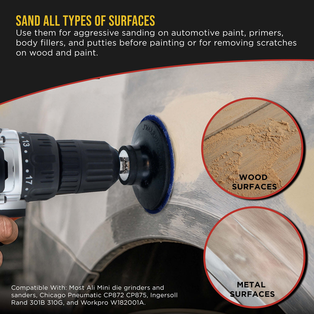 3 Inch Grinding Discs, 80 Grit (25 Disc Set) with R-Type Adapter & Backing Pad - Quick Change Zirconia Coarse Cut Sanding Discs for Auto, Wood, Metal, Rust, Oxidation, Welds