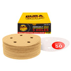 320 Grit - 5" Gold DA Sanding Discs - 5-Hole Pattern Hook and Loop - Box of 50