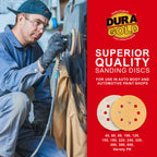 320 Grit - 5" Gold DA Sanding Discs - 8-Hole Pattern Hook and Loop - Box of 50