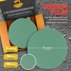 100 Grit - 5" Green Film - PSA Self Adhesive Stickyback Sanding Discs for DA Sanders - Box of 50