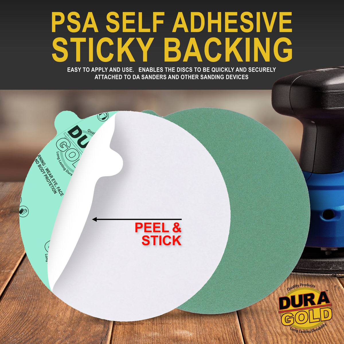 100 Grit - 5" Green Film - PSA Self Adhesive Stickyback Sanding Discs for DA Sanders - Box of 50