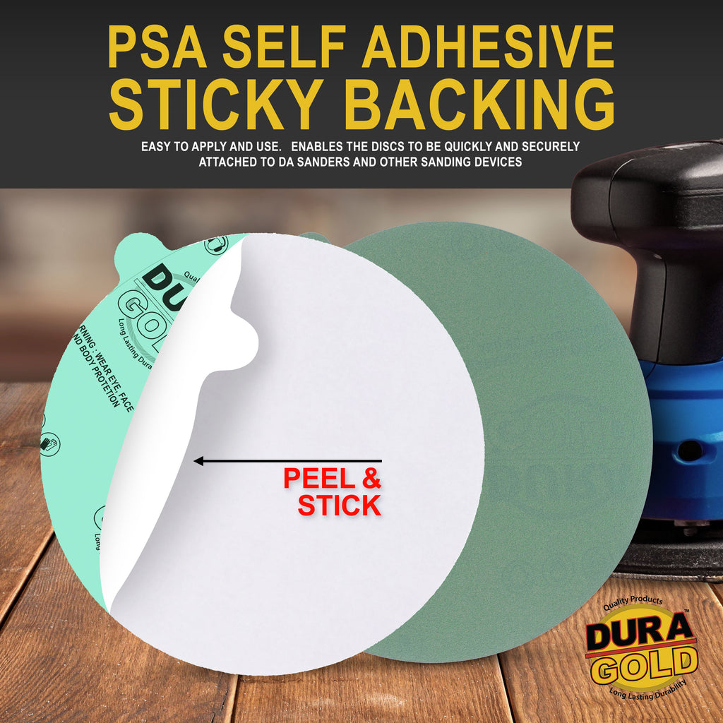 280 Grit - 5" Green Film - PSA Self Adhesive Stickyback Sanding Discs for DA Sanders - Box of 50