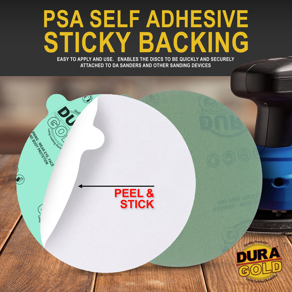320 Grit - 5" Green Film - PSA Self Adhesive Stickyback Sanding Discs for DA Sanders - Box of 50