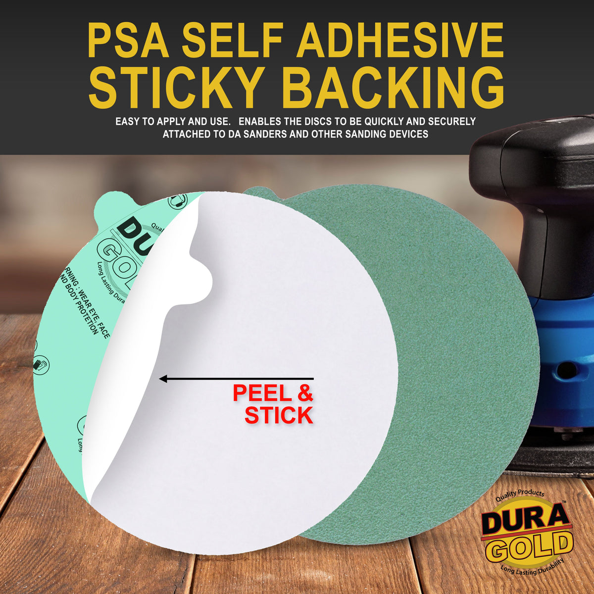 60 Grit - 5" Green Film - PSA Self Adhesive Stickyback Sanding Discs for DA Sanders - Box of 50