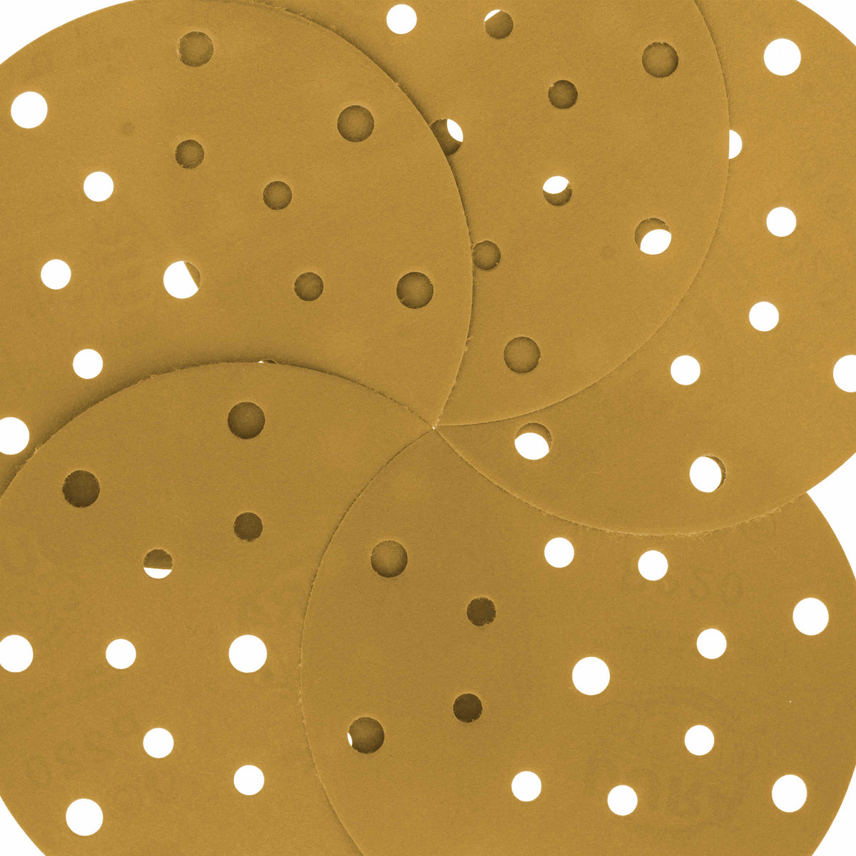 220 Grit - 6" Gold Sanding Discs - 17-Hole Pattern Hook and Loop for DA Sander - Box of 50