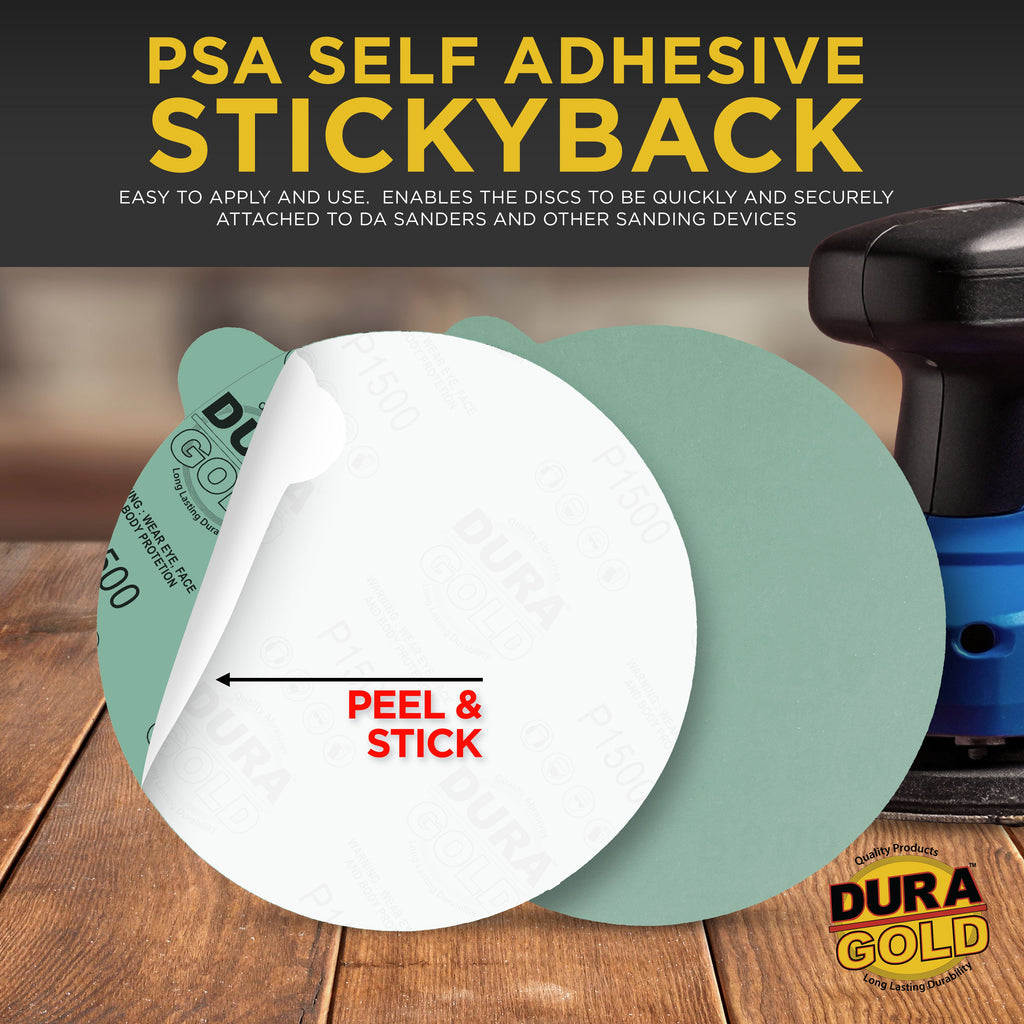 1500 Grit - 6" Green Film - PSA Self Adhesive Stickyback Sanding Discs for DA Sanders - Box of 25