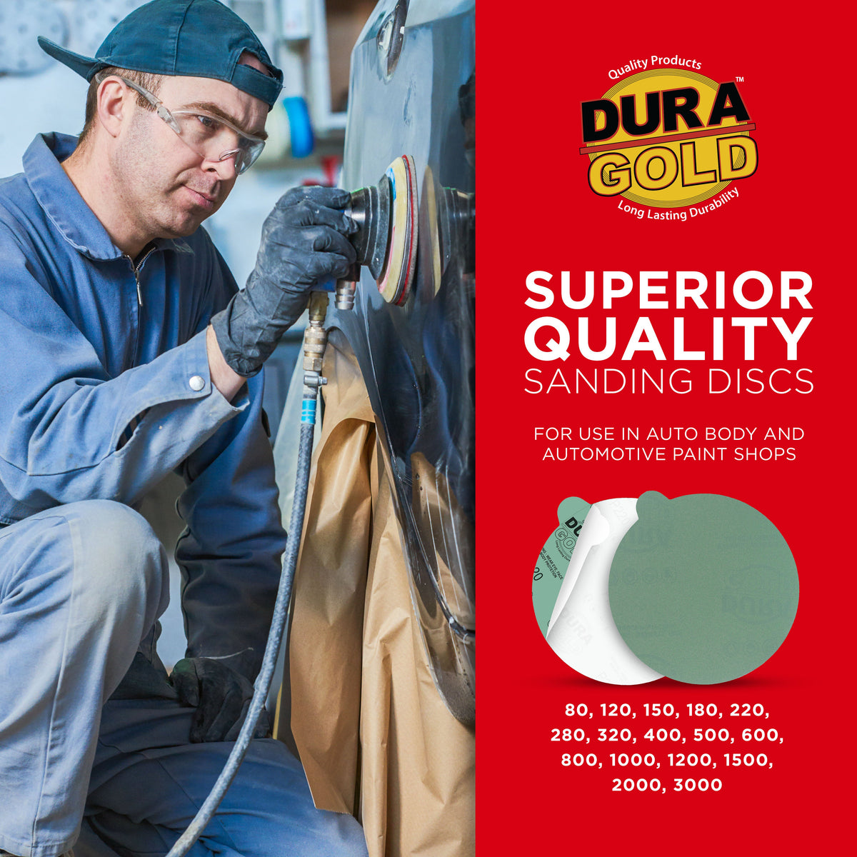 220 Grit - 6" Green Film - PSA Self Adhesive Stickyback Sanding Discs for DA Sanders - Box of 25