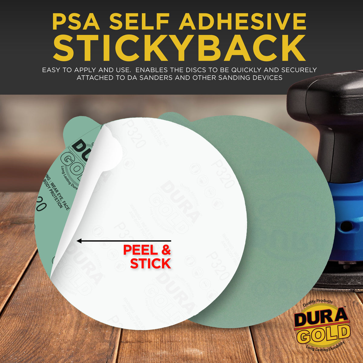 320 Grit - 6" Green Film - PSA Self Adhesive Stickyback Sanding Discs for DA Sanders - Box of 25