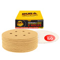 120 Grit - 6" Gold Hook & Loop 6-Hole Pattern Sanding Discs for DA Sanders - Box of 50