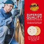 320 Grit - 6" Gold Hook & Loop 6-Hole Pattern Sanding Discs for DA Sanders - Box of 50