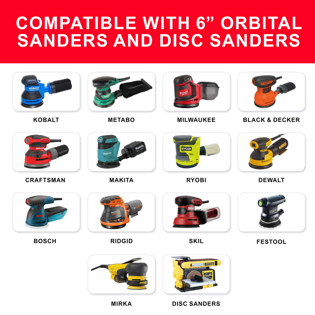 600 Grit - 6" Gold Hook & Loop 6-Hole Pattern Sanding Discs for DA Sanders - Box of 50