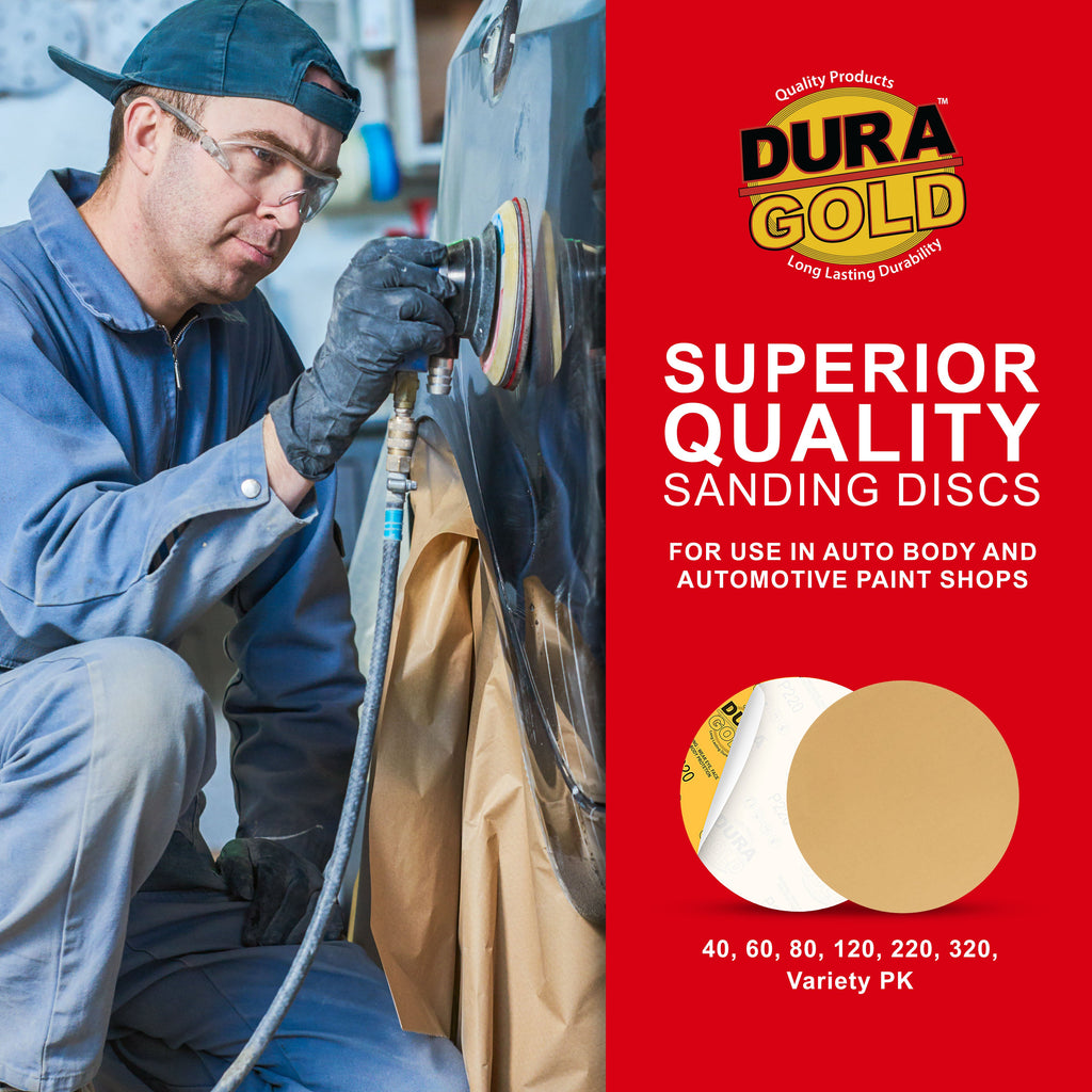 220 Grit - 8" Gold PSA Self Adhesive Stickyback Sanding Discs for DA Sanders - Box of 10